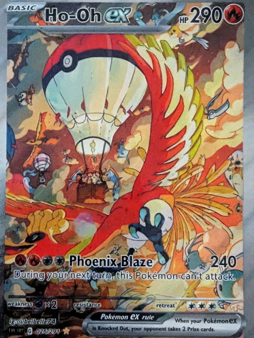 Ho-Oh EX Wall Art Print - Vibrant Red and Gold Poster